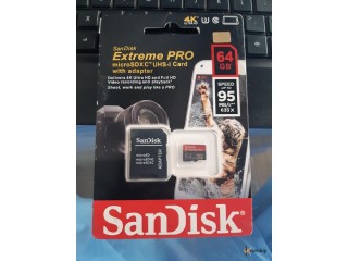 Sandisk memory card 64gb Extreme pro with adapter